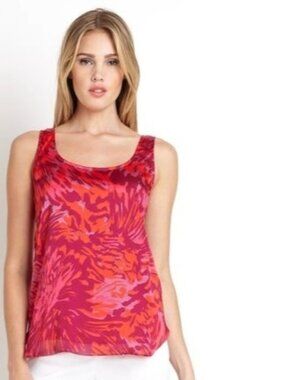 Adam Lippes Scoop Neck Tank Vermillion/Shocking Pink sz 12 NWT
